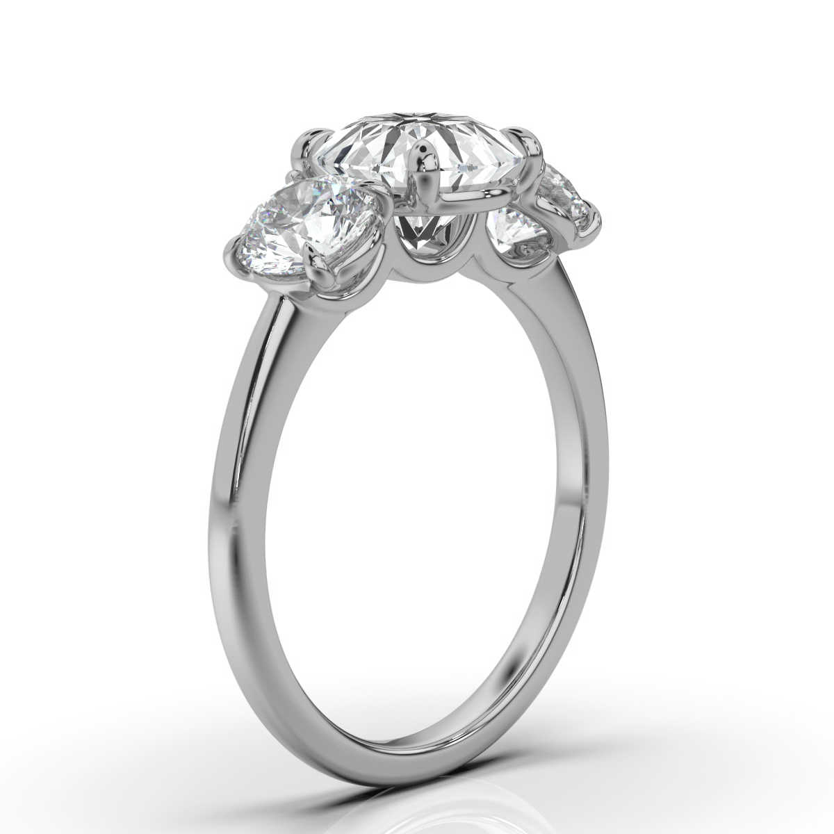 14K White Gold Chrystal Three Stone Elongated Radiant Lab Grown Diamond Ring (1.00 ct. tw)