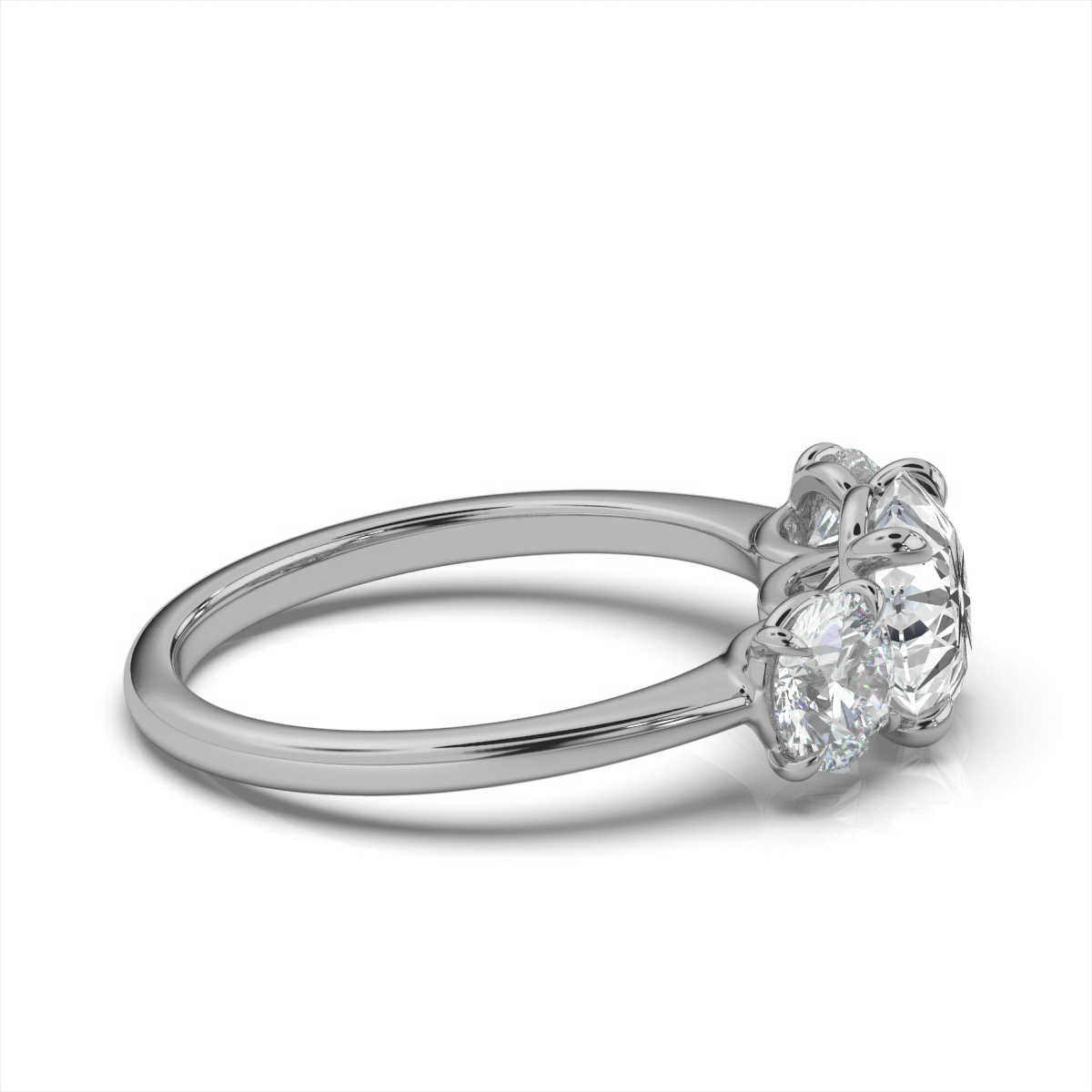 14K White Gold Chrystal Three Stone Elongated Radiant Lab Grown Diamond Ring (1.00 ct. tw)