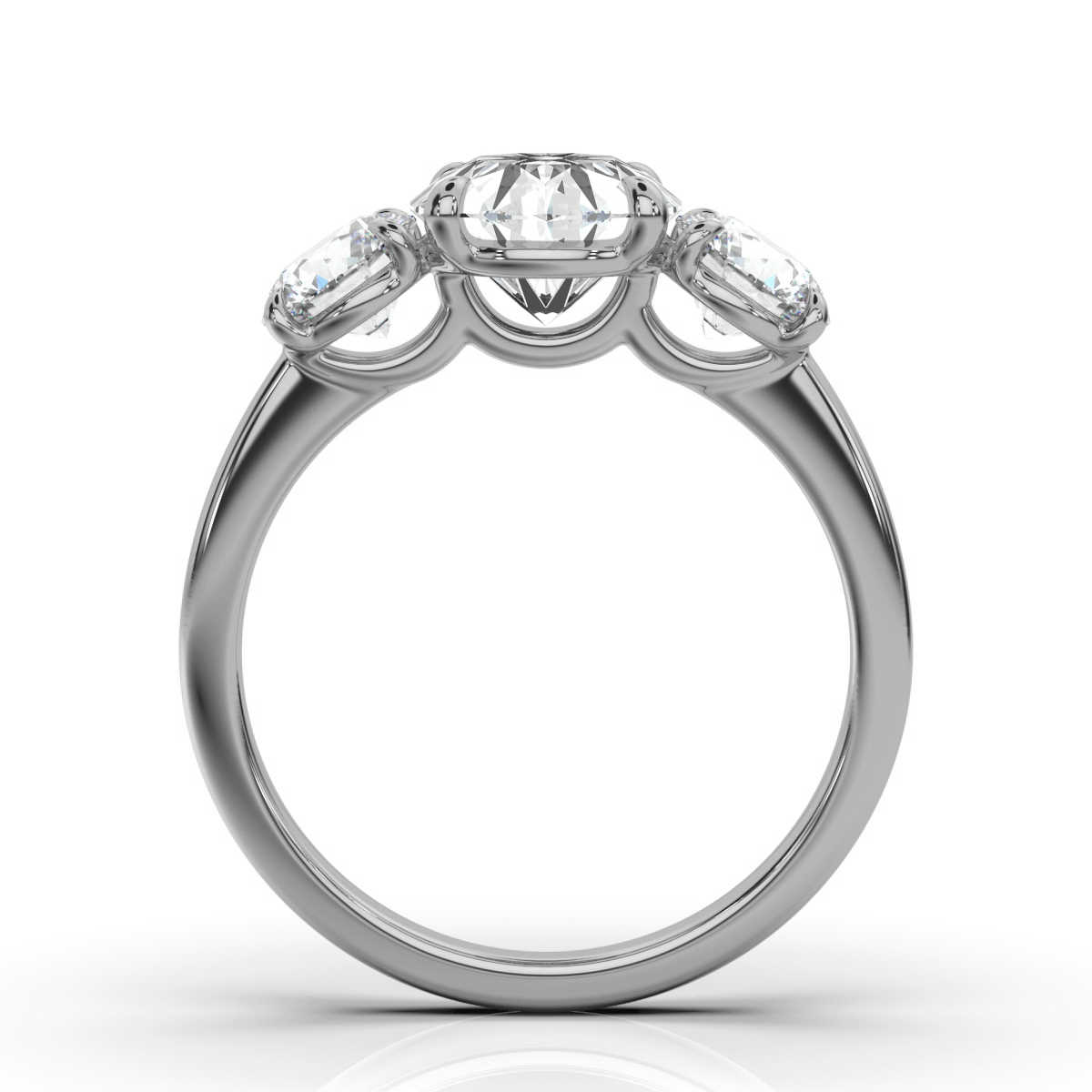 14K White Gold Chrystal Three Stone Elongated Radiant Lab Grown Diamond Ring (1.00 ct. tw)