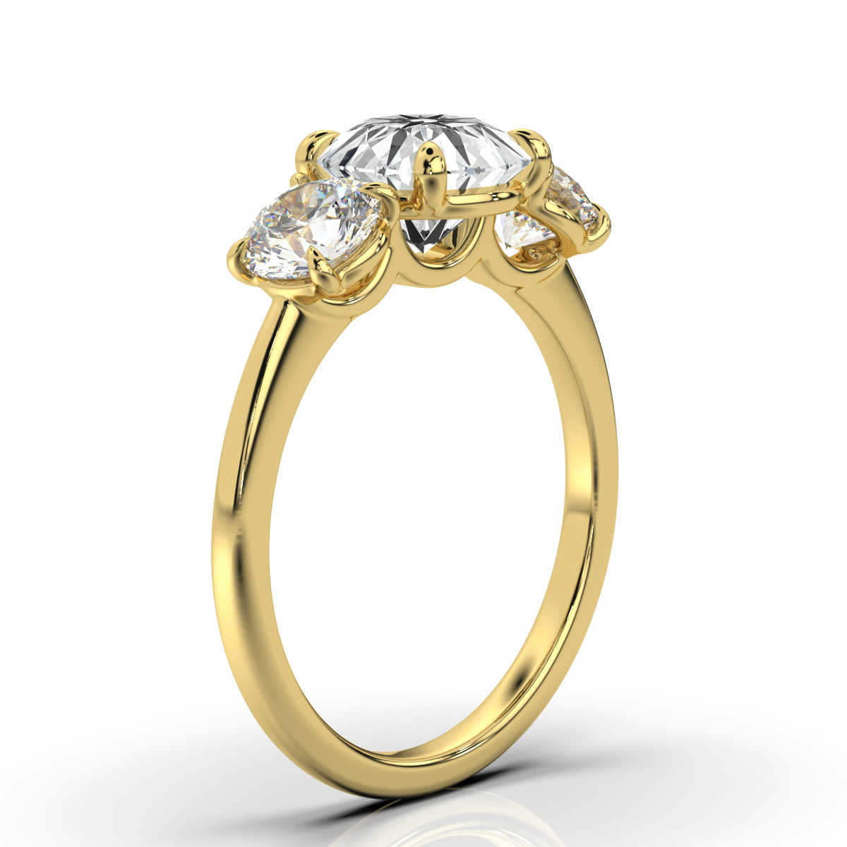 18K Yellow Gold Chrystal Three Stone Elongated Radiant Lab Grown Diamond Ring (1.00 ct. tw)