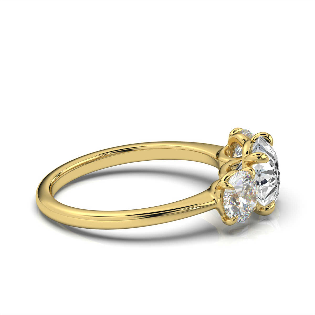 18K Yellow Gold Chrystal Three Stone Elongated Radiant Lab Grown Diamond Ring (1.00 ct. tw)