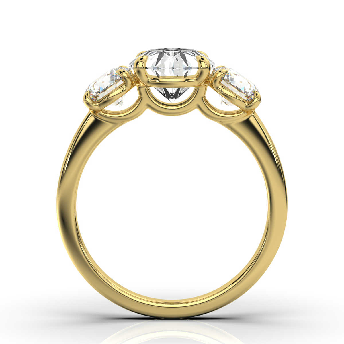 18K Yellow Gold Chrystal Three Stone Elongated Radiant Lab Grown Diamond Ring (1.00 ct. tw)