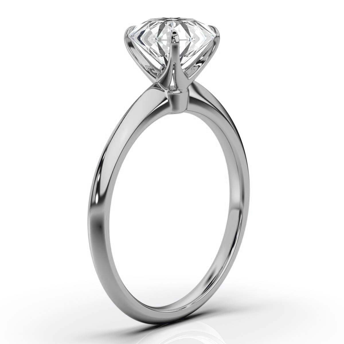 14K White Gold Sonya Sharp Edge Solitaire Ring 
