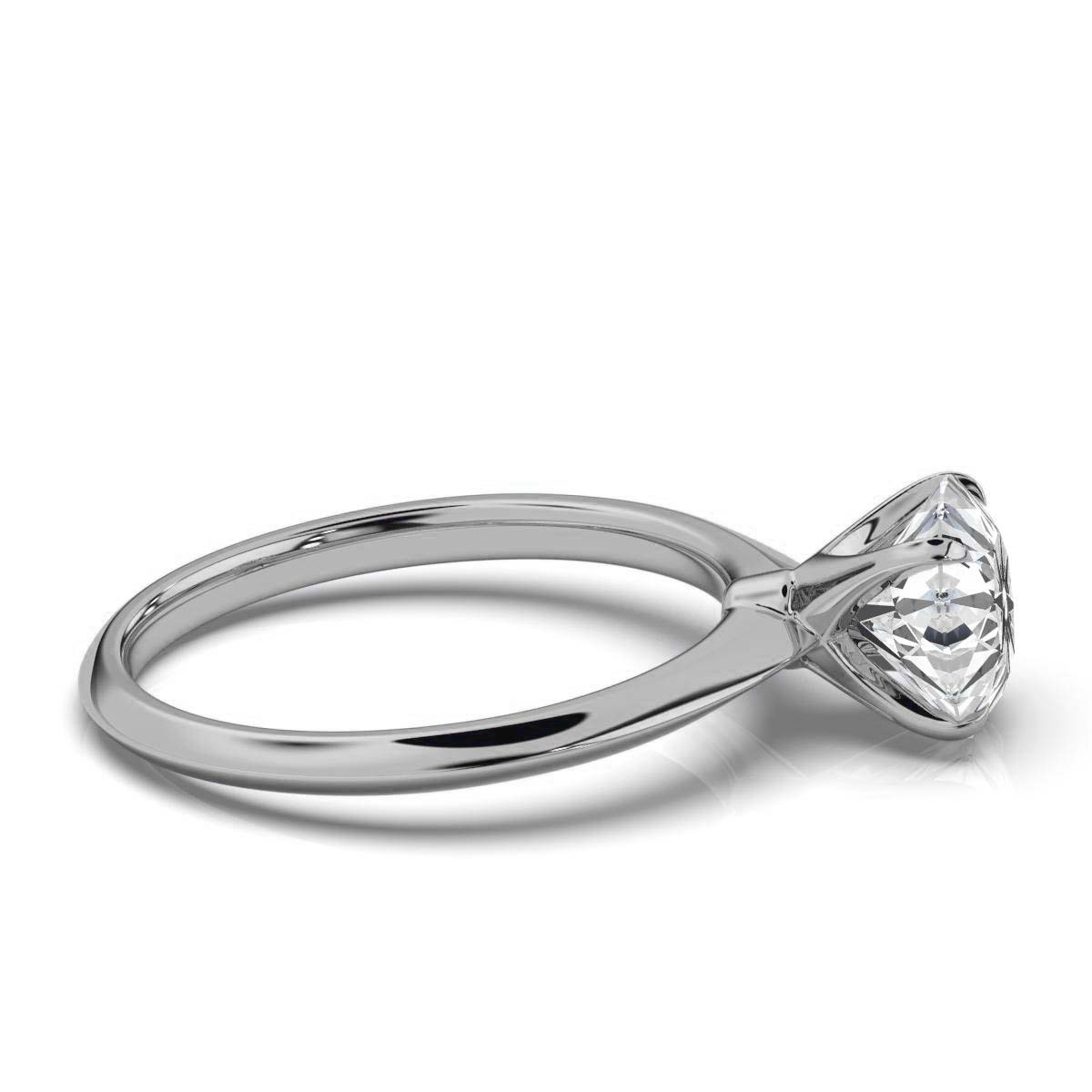 14K White Gold Sonya Sharp Edge Solitaire Ring 