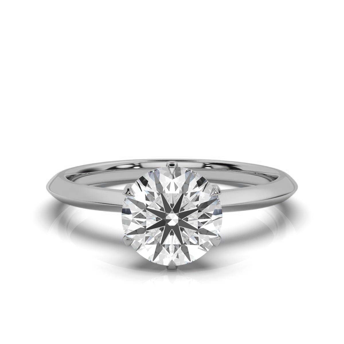 14K White Gold Micella Sharp Edge Solitaire Ring 
