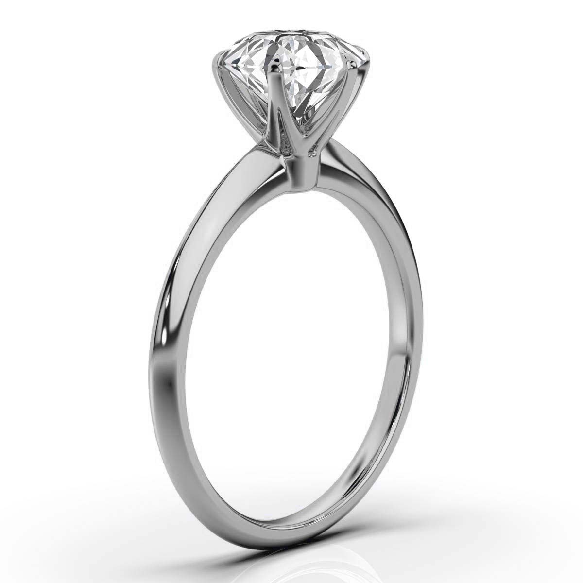 14K White Gold Micella Sharp Edge Solitaire Ring 