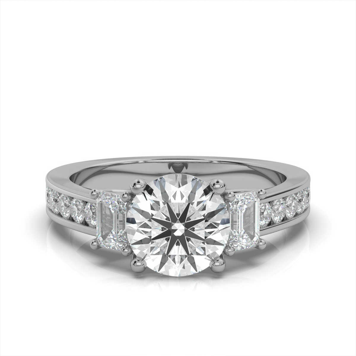 14K White Gold Delilah Three Stone Emerald Lab Grown Diamond Ring (3/4 ct. tw)