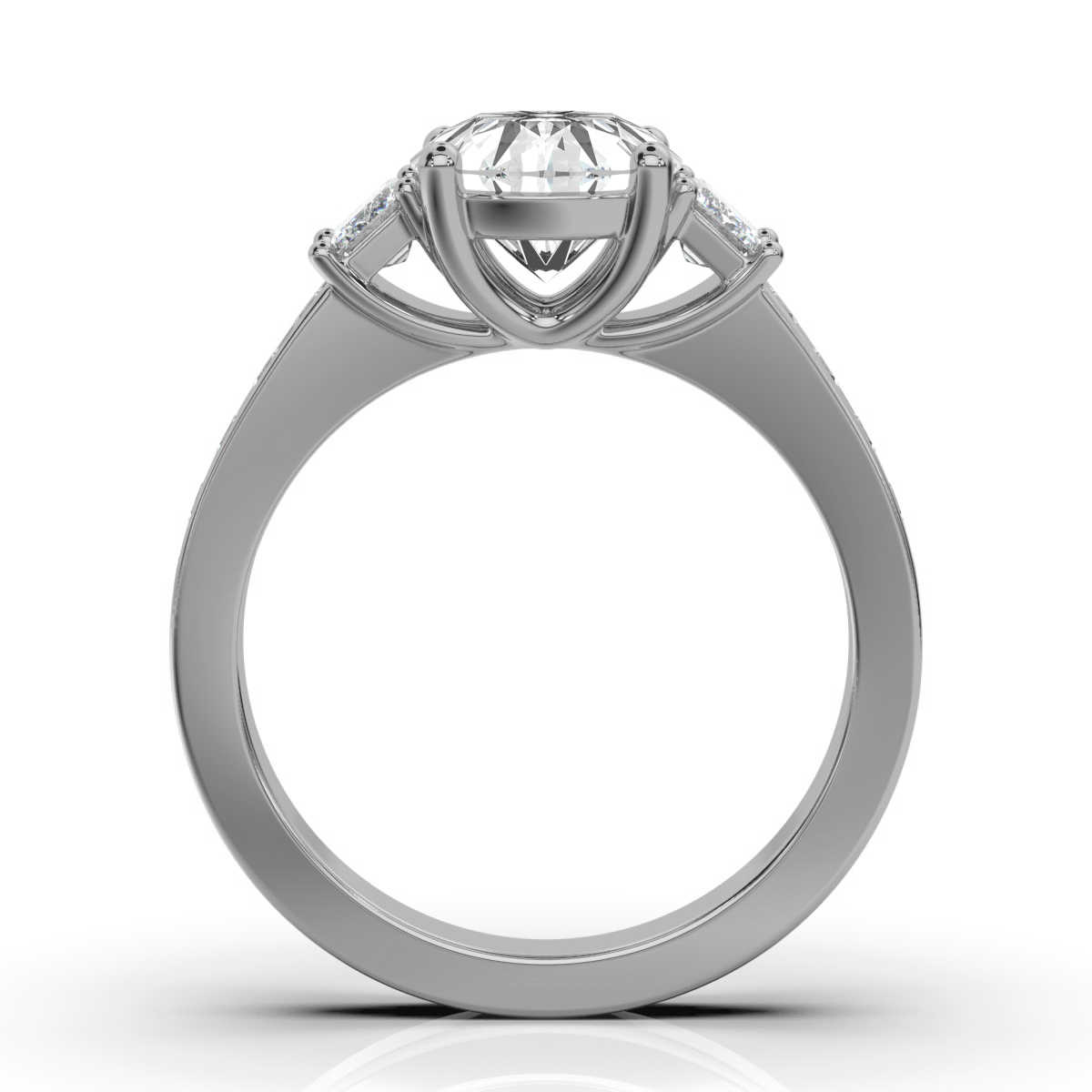 14K White Gold Delilah Three Stone Emerald Lab Grown Diamond Ring (3/4 ct. tw)