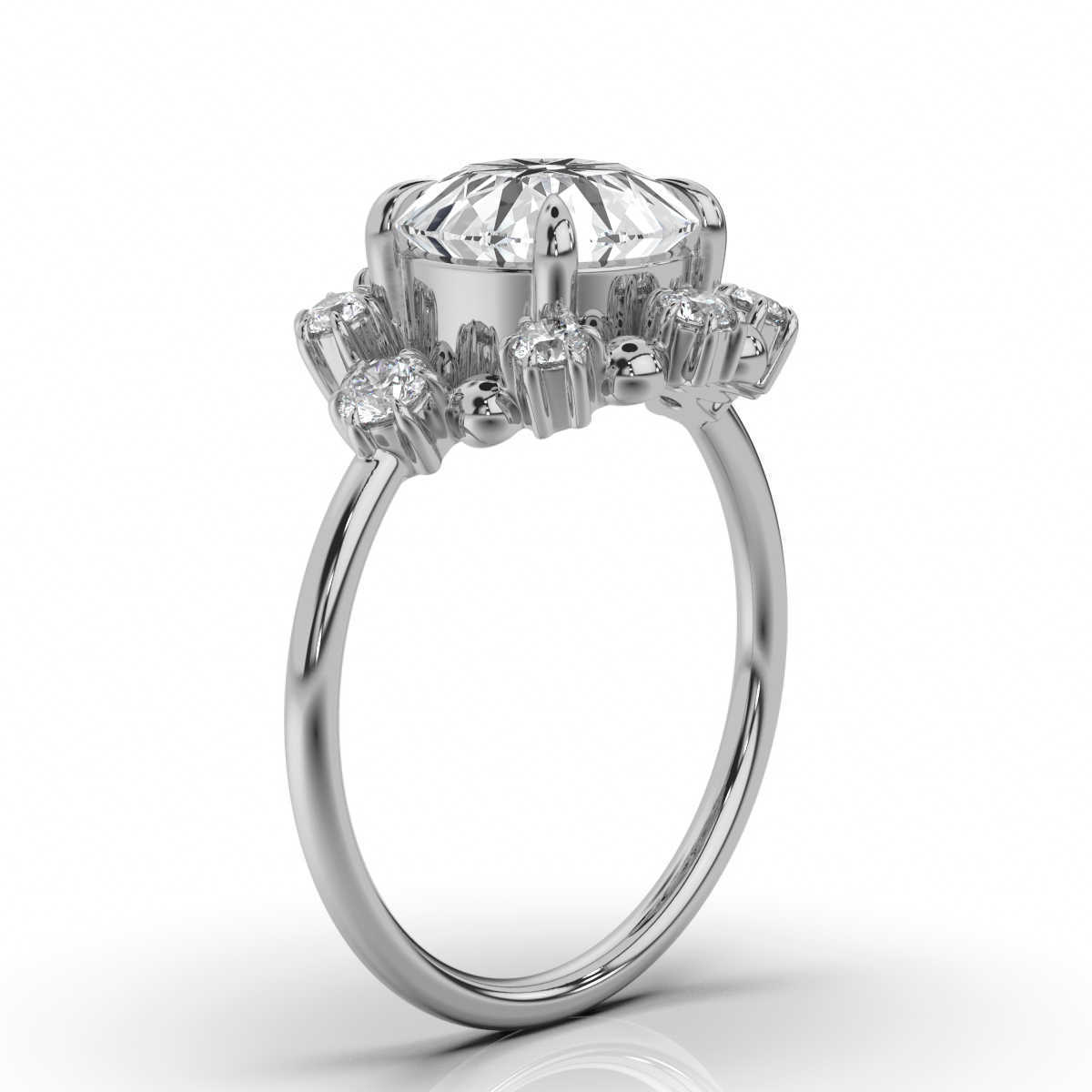 14K White Gold Melinda Cluster Accents Lab Grown Diamond Ring (1/3 ct. tw)