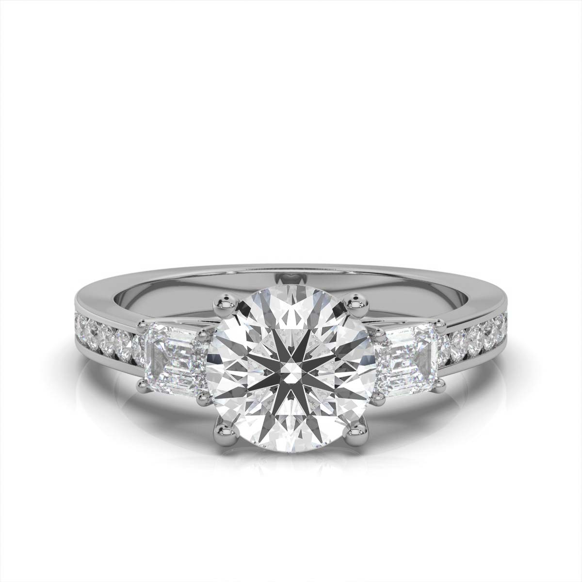 14K White Gold Loxy Three Stone Emerald Lab Grown Diamond Ring (2/3 ct. tw)