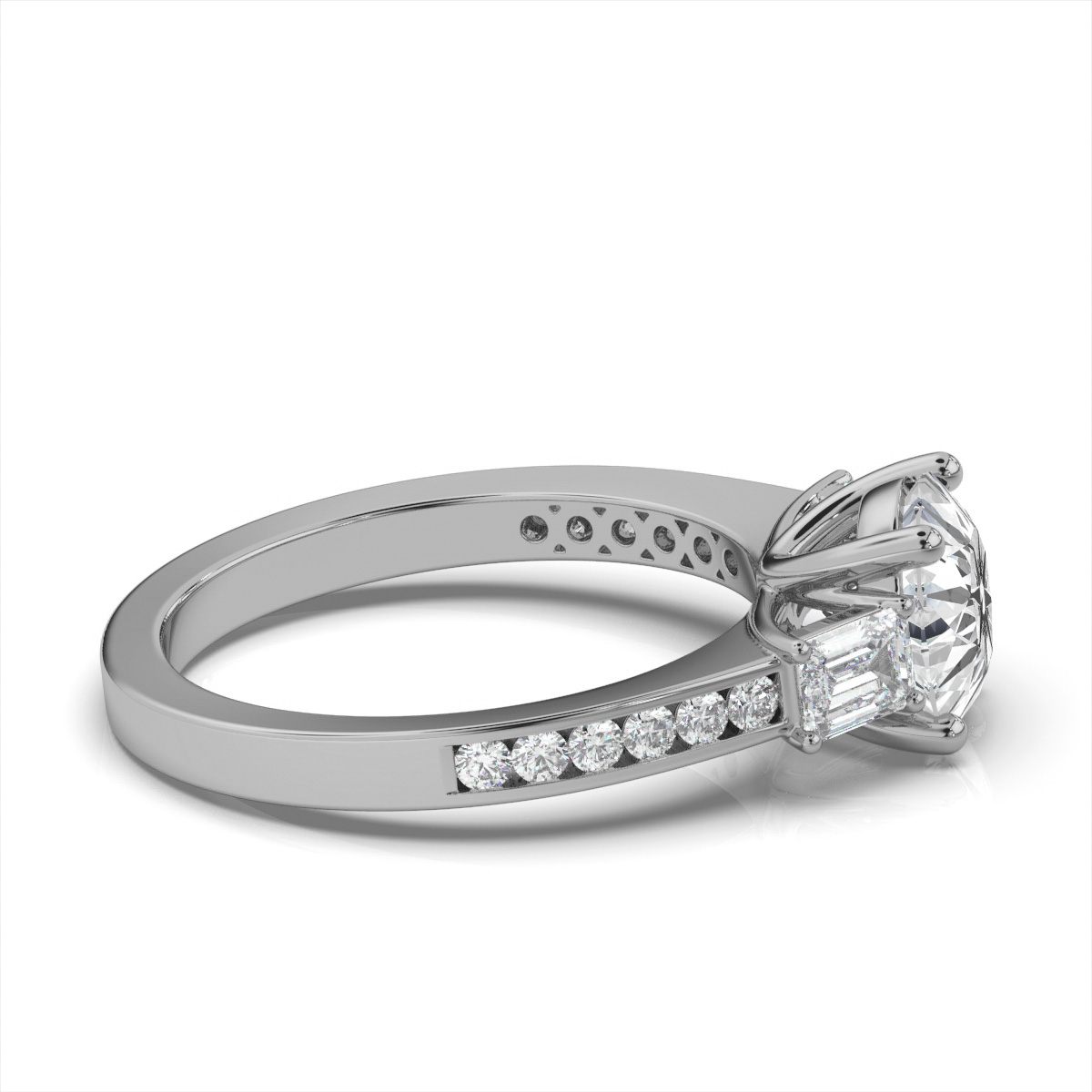 14K White Gold Loxy Three Stone Emerald Lab Grown Diamond Ring (2/3 ct. tw)