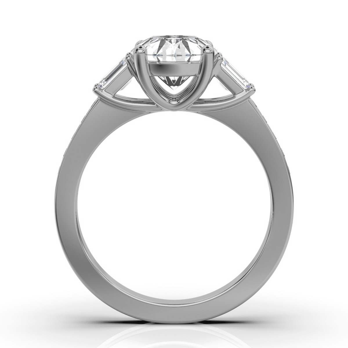 14K White Gold Loxy Three Stone Emerald Lab Grown Diamond Ring (2/3 ct. tw)