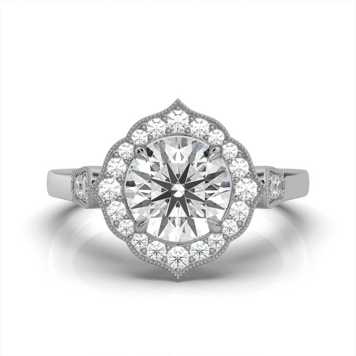 14K White Gold Nat Halo Lab Grown Diamond Ring (1/3 ct. tw)