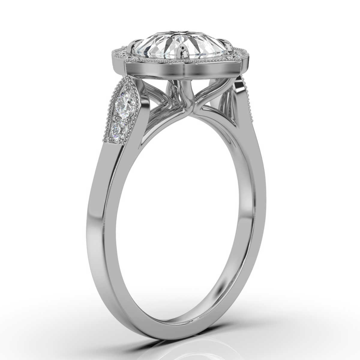 14K White Gold Nat Halo Lab Grown Diamond Ring (1/3 ct. tw)