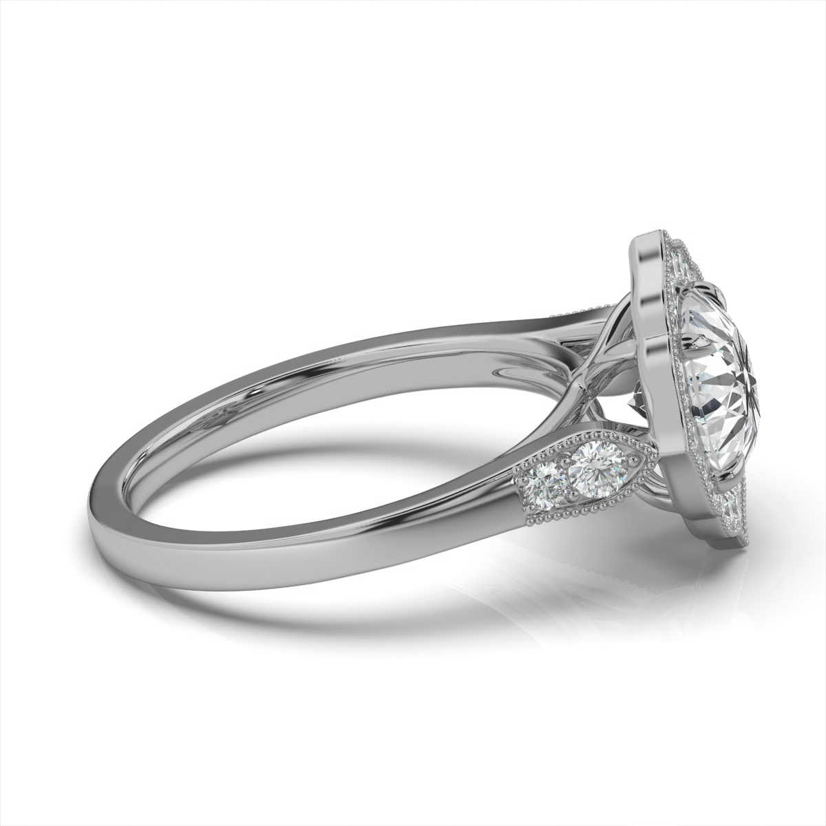 14K White Gold Nat Halo Lab Grown Diamond Ring (1/3 ct. tw)