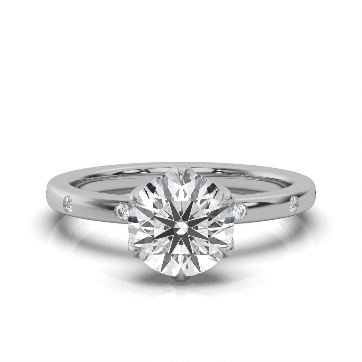 14K White Gold Helen Scattered Lab Grown Diamond Ring (1/20 ct. tw)