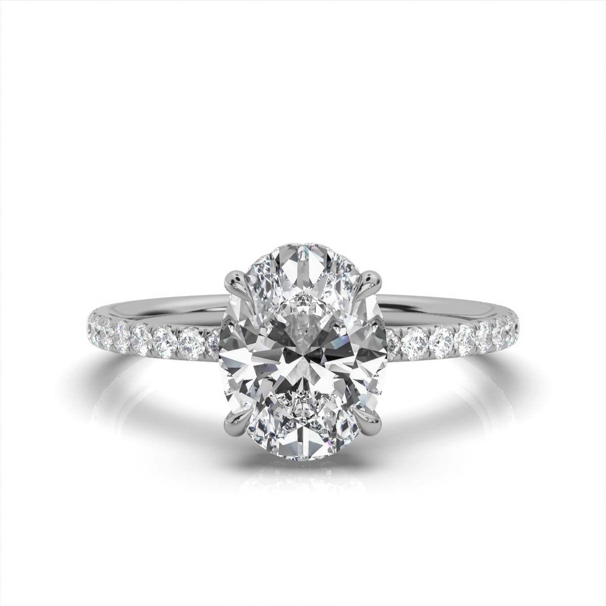 14K White Gold Treya Claw Prongs Hidden Accents Lab Grown Diamond Ring (1/2 ct. tw)