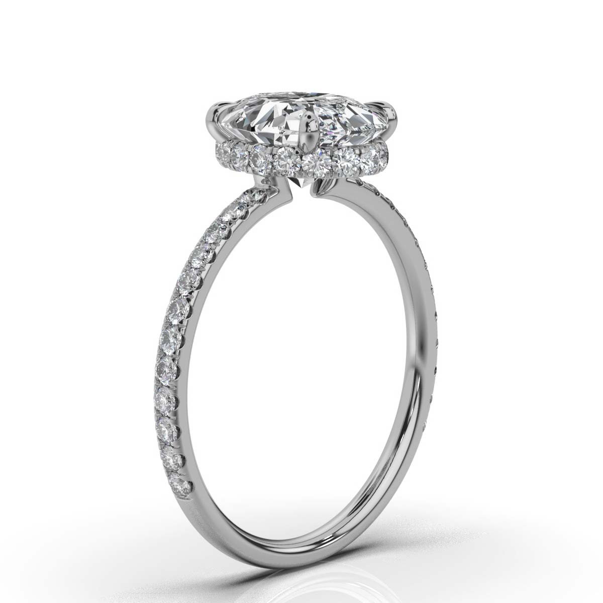 14K White Gold Treya Claw Prongs Hidden Accents Lab Grown Diamond Ring (1/2 ct. tw)