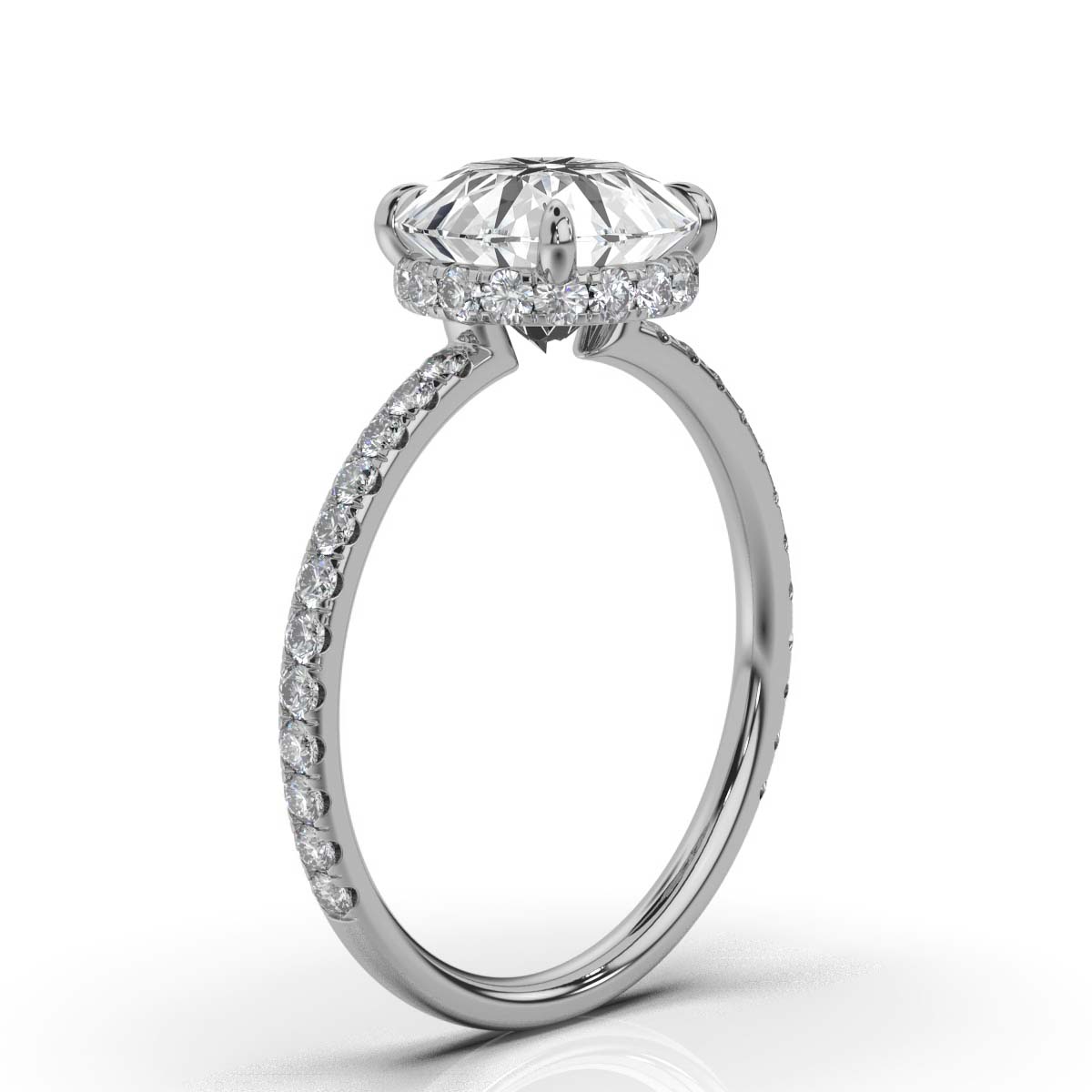 14K White Gold Treya Claw Prongs Hidden Accents Lab Grown Diamond Ring (1/2 ct. tw)