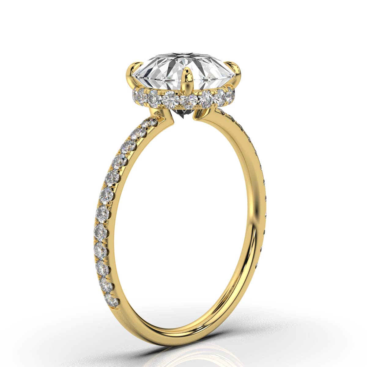 14K Yellow Gold Treya Claw Prongs Hidden Accents Lab Grown Diamond Ring (1/2 ct. tw)
