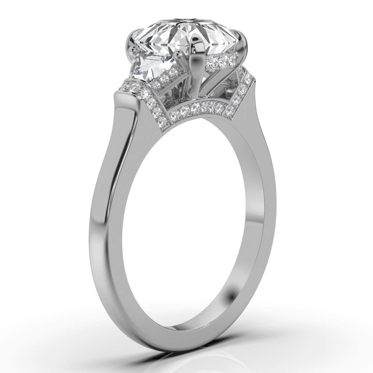 14K White Gold Alex Three Stone Trapezoid Lab Grown Diamond Ring (4/5 ct. tw)