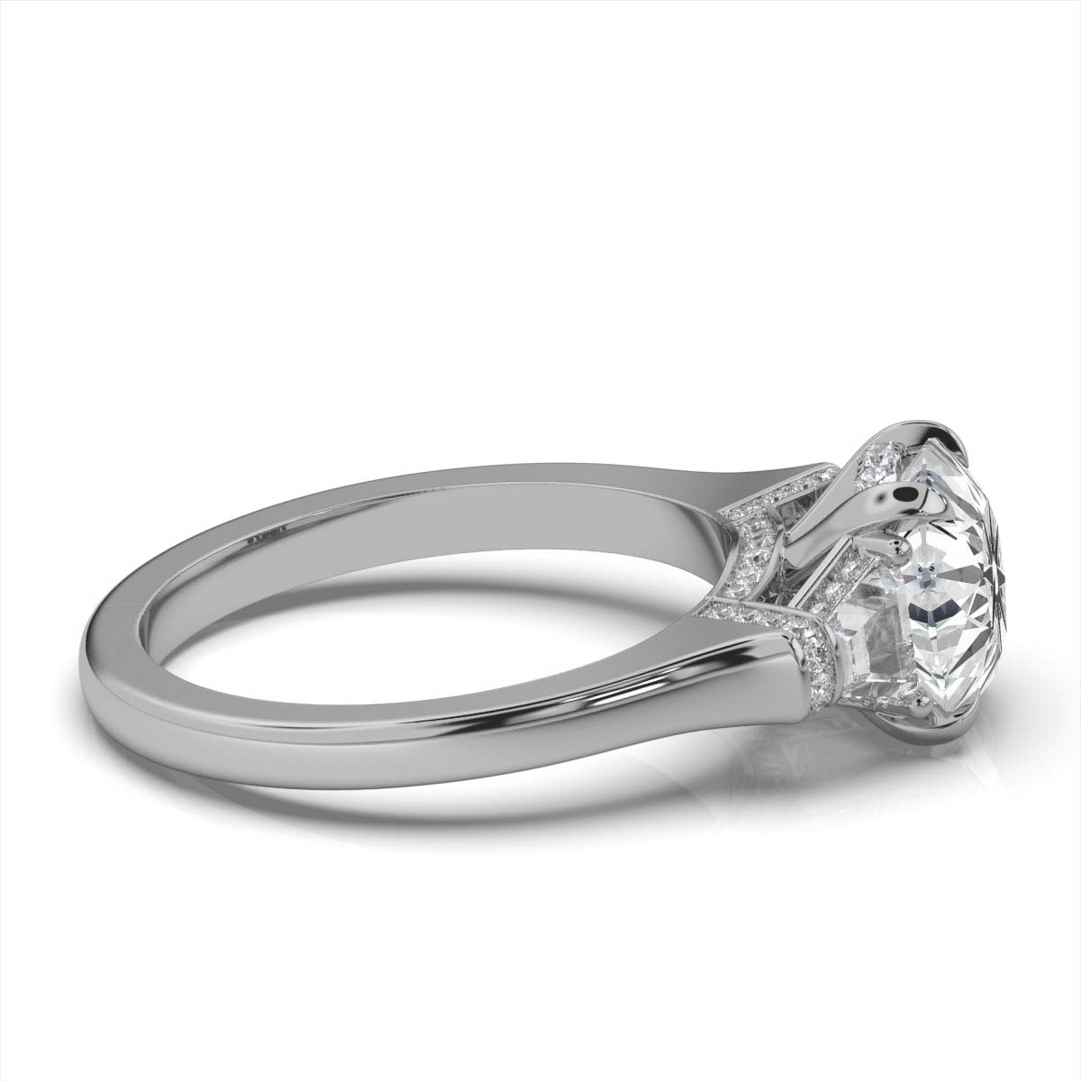 14K White Gold Alex Three Stone Trapezoid Lab Grown Diamond Ring (4/5 ct. tw)