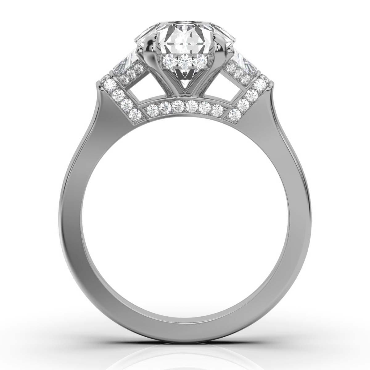 14K White Gold Alex Three Stone Trapezoid Lab Grown Diamond Ring (4/5 ct. tw)