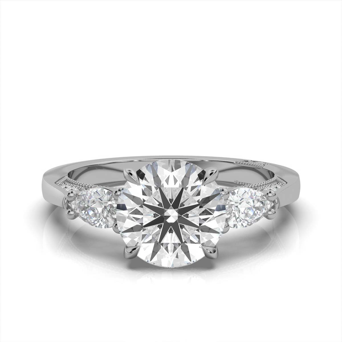 14K White Gold Lirit Three Stone Pear Lab Grown Diamond Ring (2/3 ct. tw)