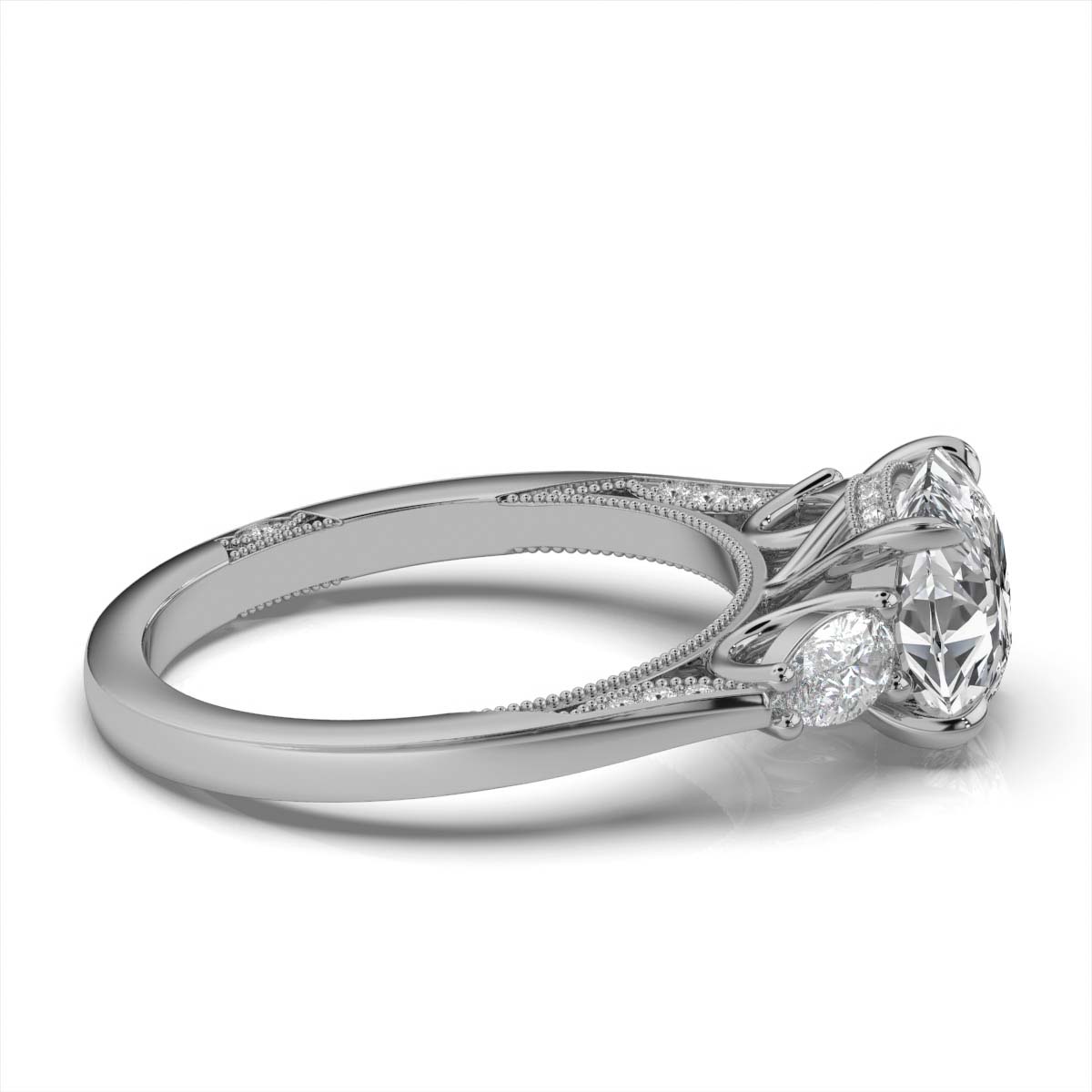 14K White Gold Lirit Three Stone Pear Lab Grown Diamond Ring (2/3 ct. tw)