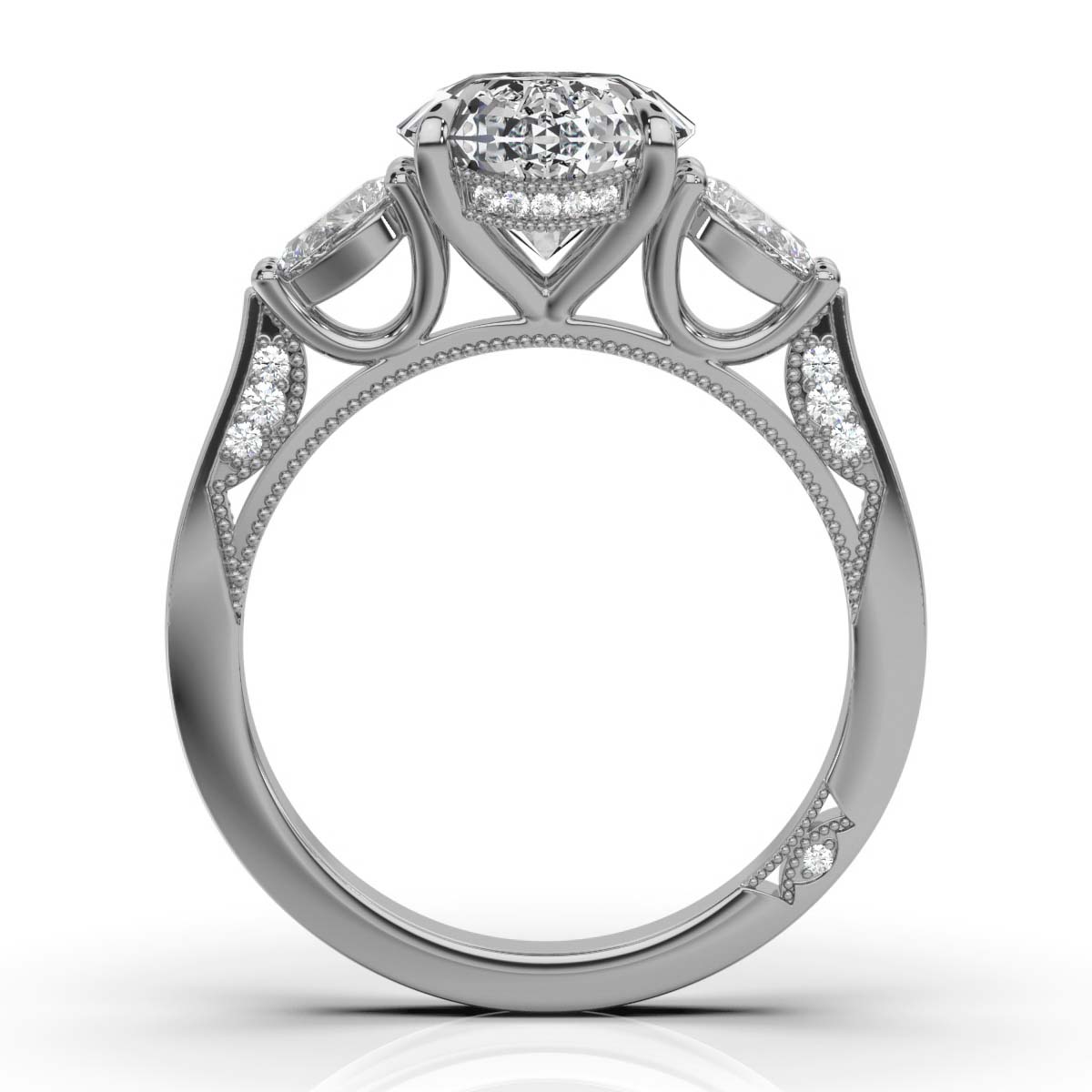 14K White Gold Lirit Three Stone Pear Lab Grown Diamond Ring (2/3 ct. tw)