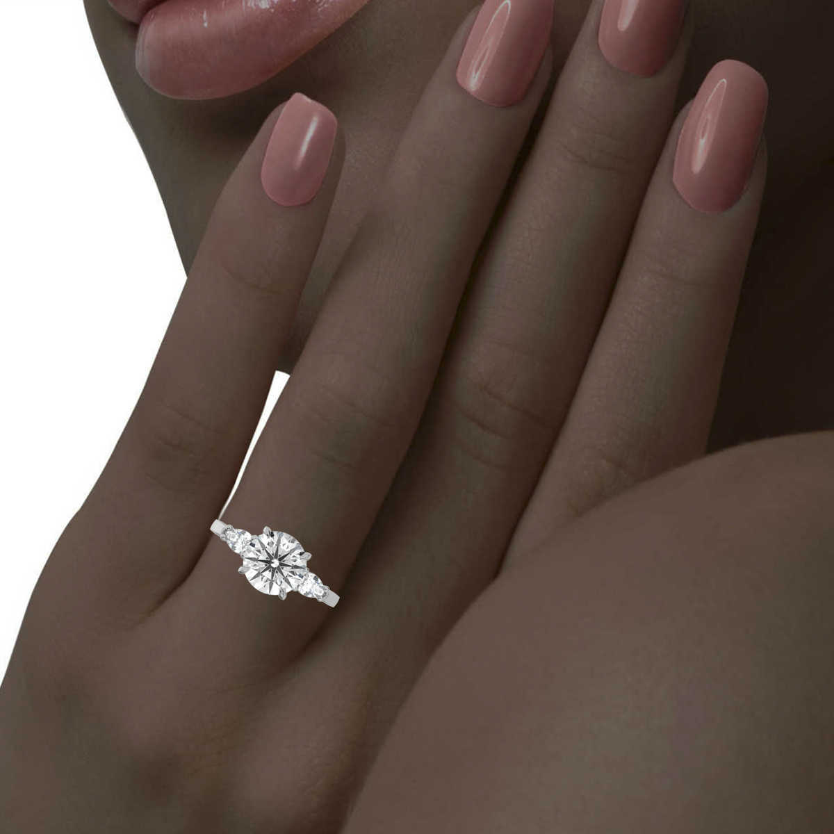 14K White Gold Lirit Three Stone Pear Lab Grown Diamond Ring (2/3 ct. tw)