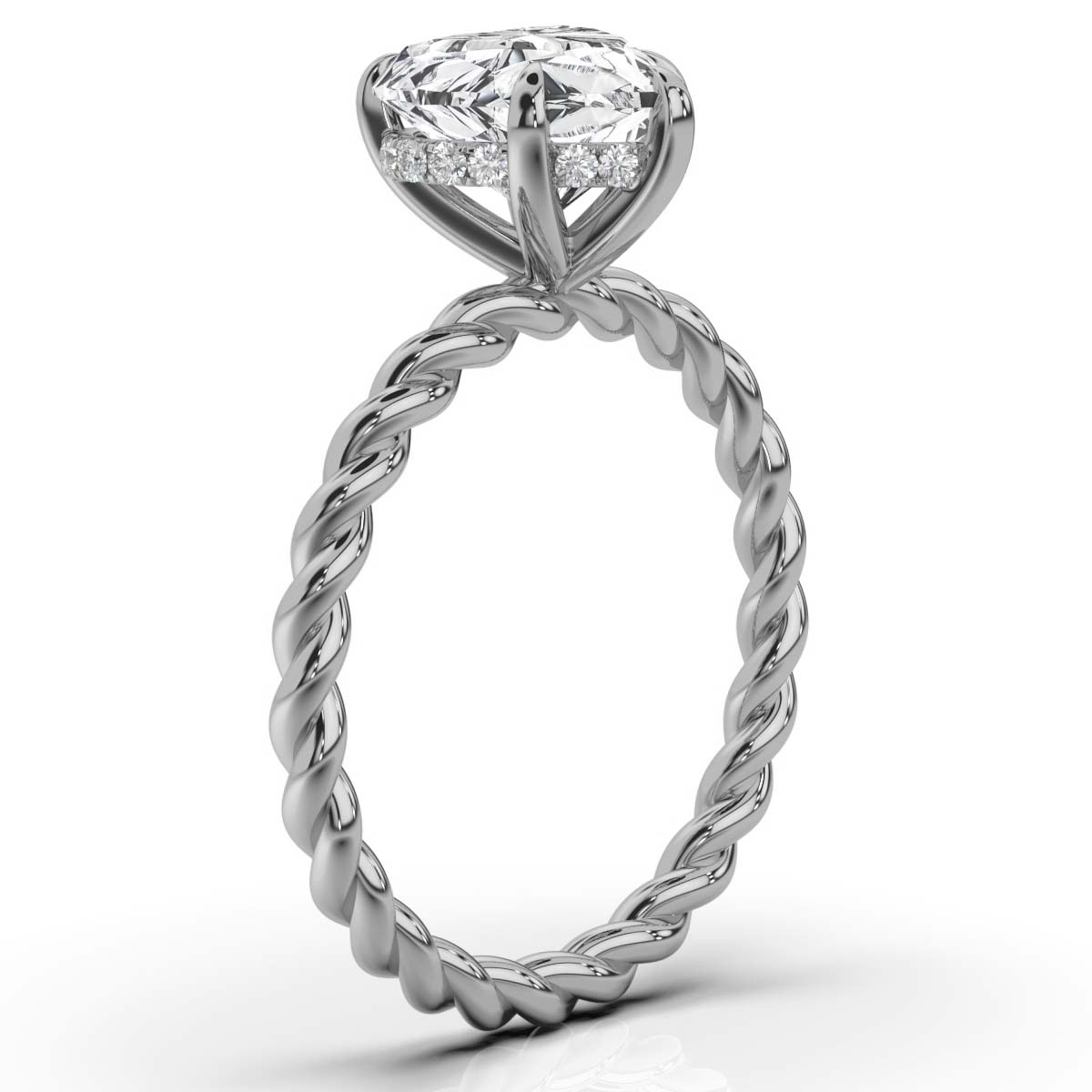 14K White Gold Leslie Hidden Accents Braided Lab Grown Diamond Ring (1/10 ct. tw)