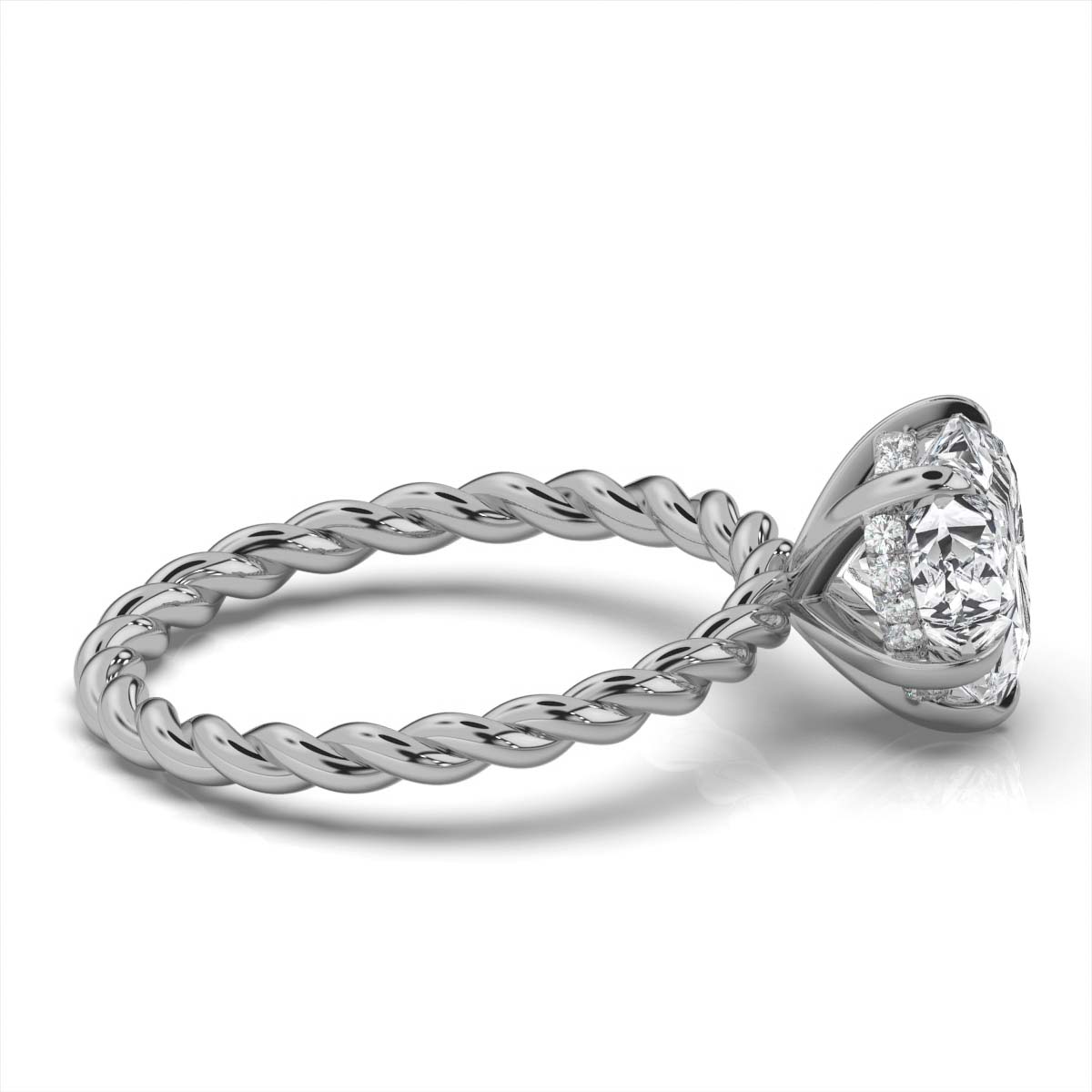 14K White Gold Leslie Hidden Accents Braided Lab Grown Diamond Ring (1/10 ct. tw)