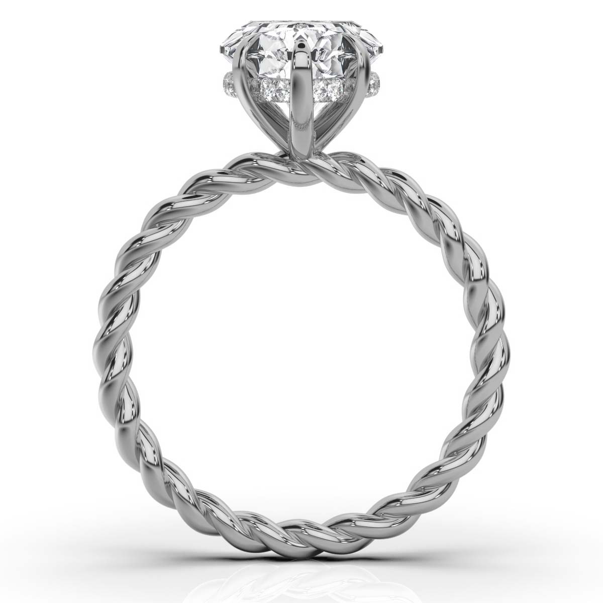 14K White Gold Leslie Hidden Accents Braided Lab Grown Diamond Ring (1/10 ct. tw)