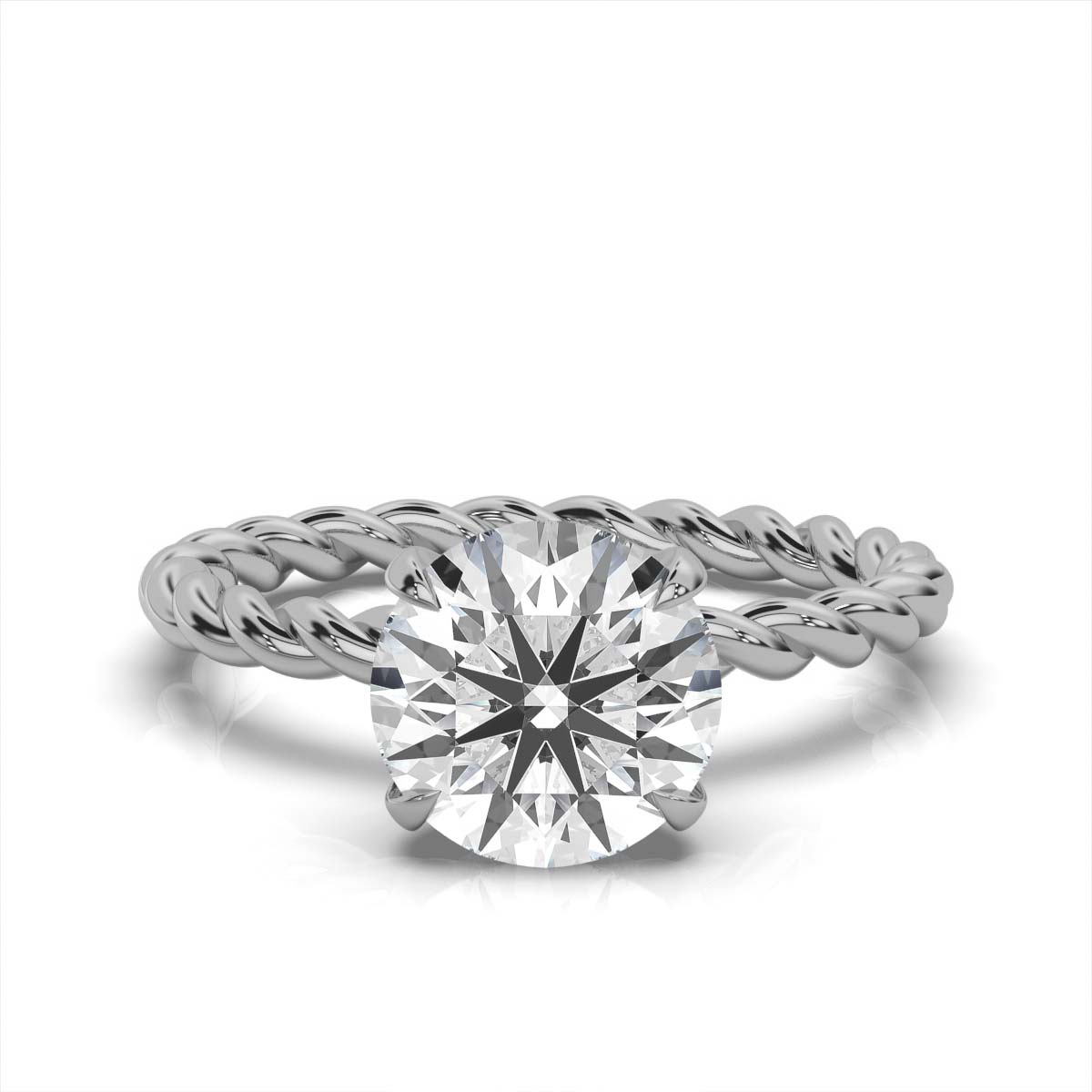 14K White Gold Leslie Hidden Accents Braided Lab Grown Diamond Ring (1/10 ct. tw)