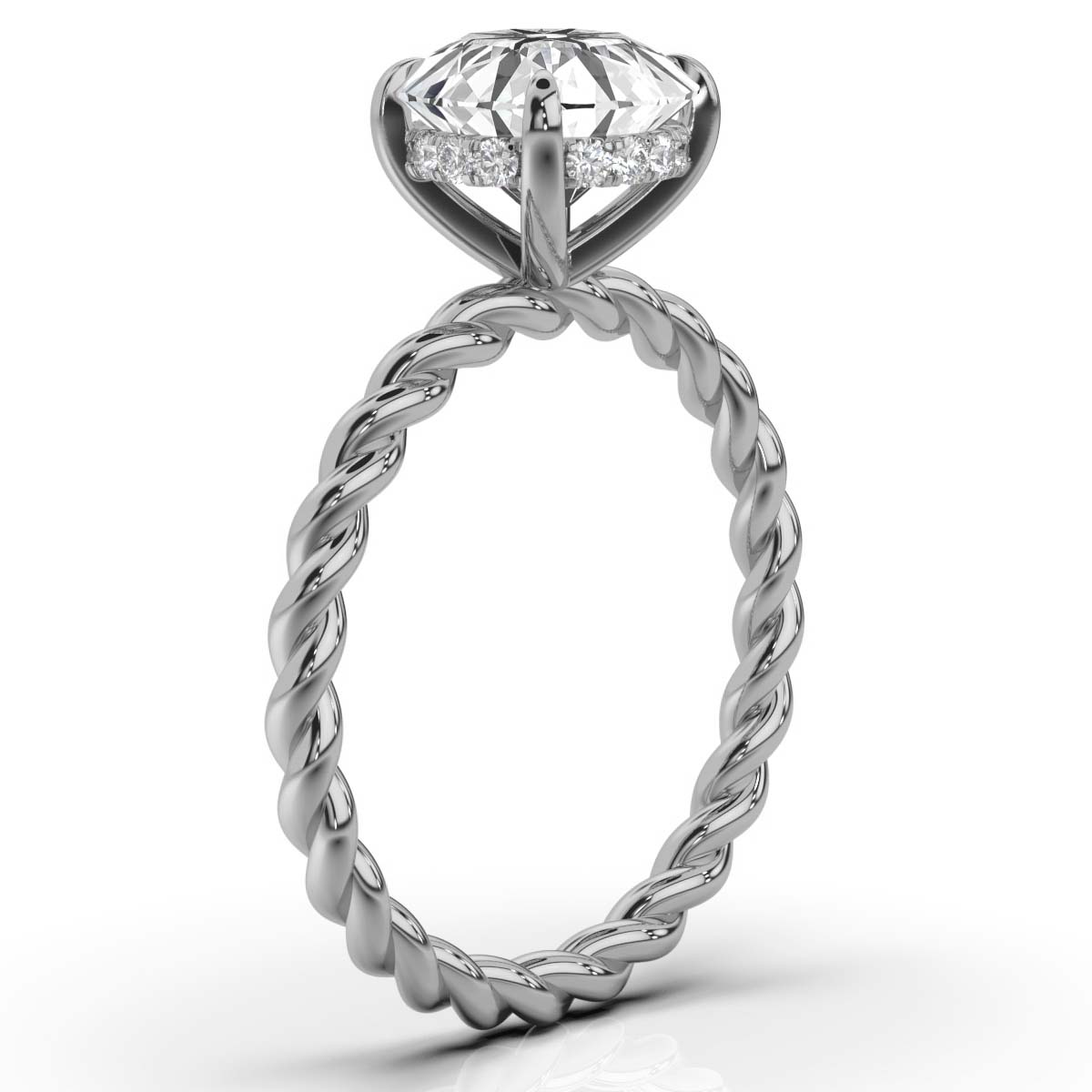 14K White Gold Leslie Hidden Accents Braided Lab Grown Diamond Ring (1/10 ct. tw)