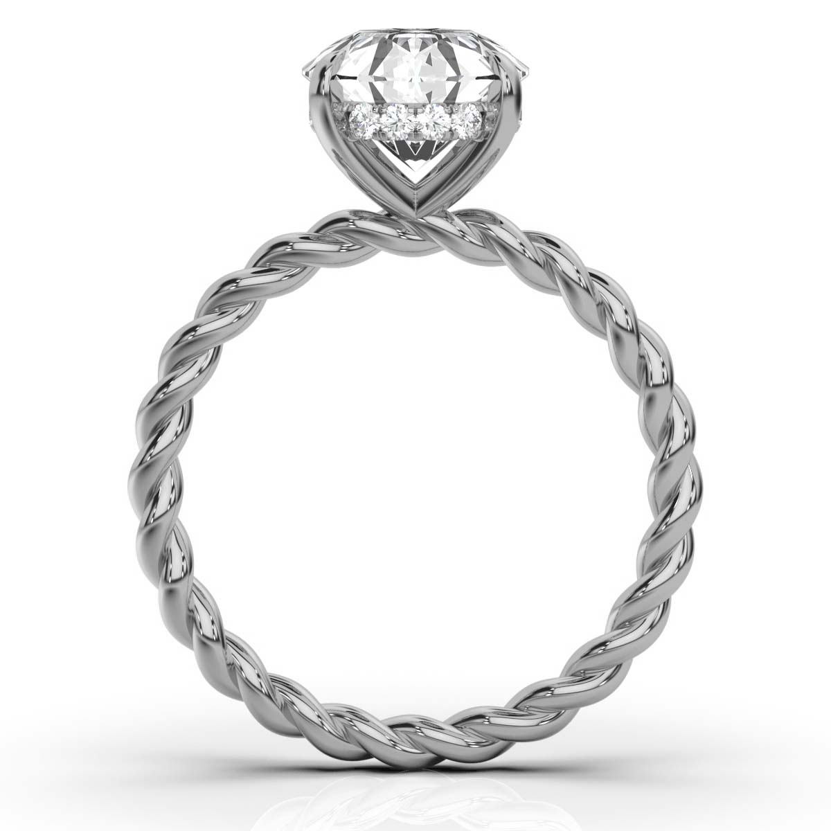 14K White Gold Leslie Hidden Accents Braided Lab Grown Diamond Ring (1/10 ct. tw)