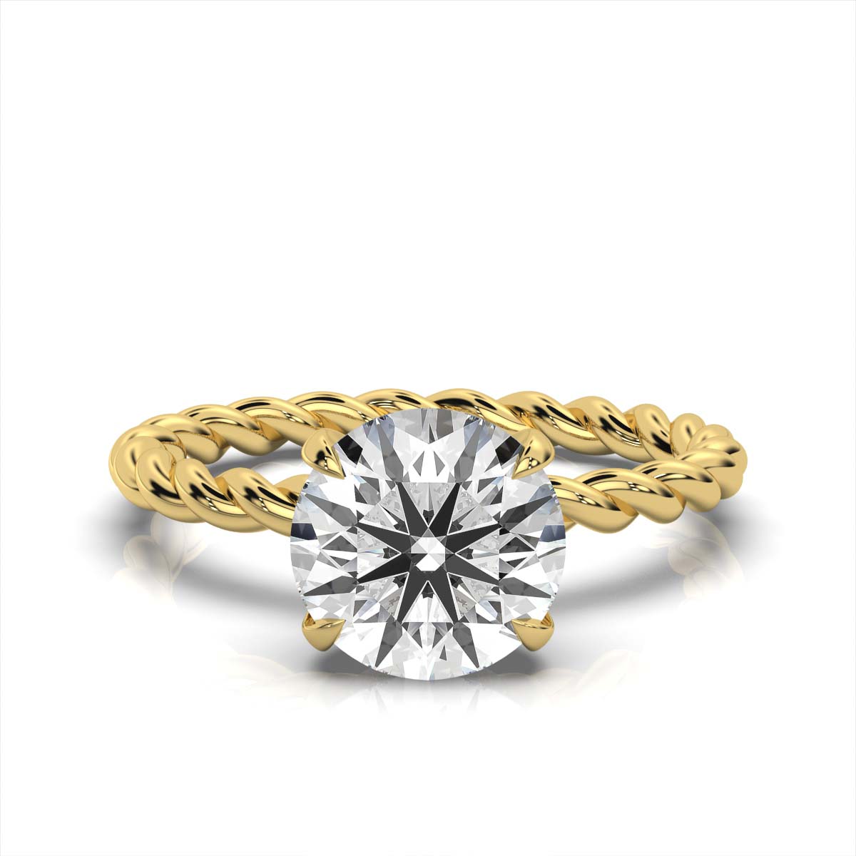 14K Yellow Gold Leslie Hidden Accents Braided Lab Grown Diamond Ring (1/10 ct. tw)