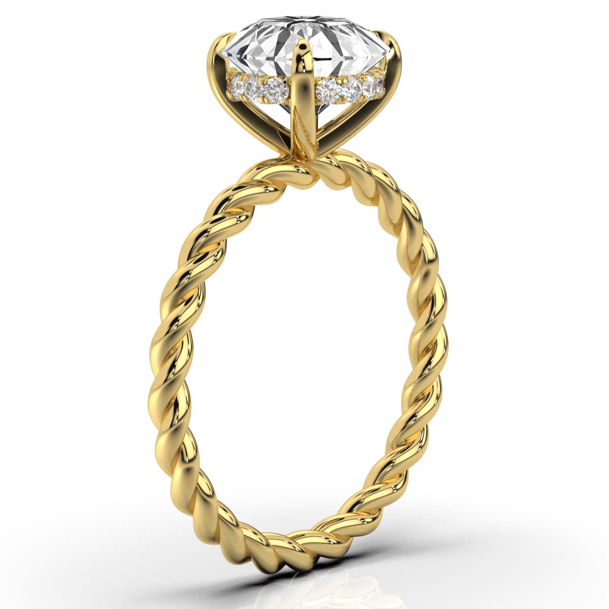 14K Yellow Gold Leslie Hidden Accents Braided Lab Grown Diamond Ring (1/10 ct. tw)