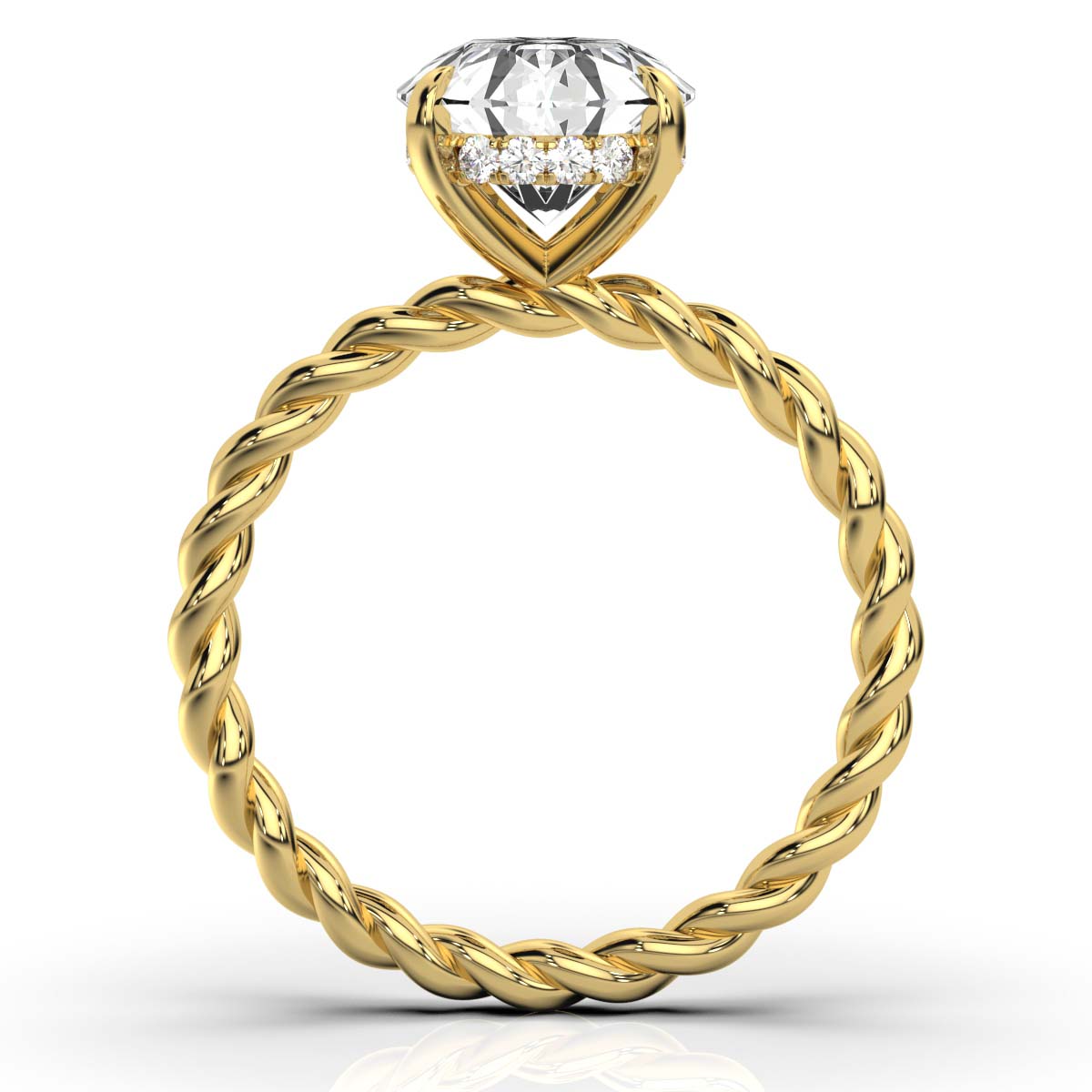 14K Yellow Gold Leslie Hidden Accents Braided Lab Grown Diamond Ring (1/10 ct. tw)