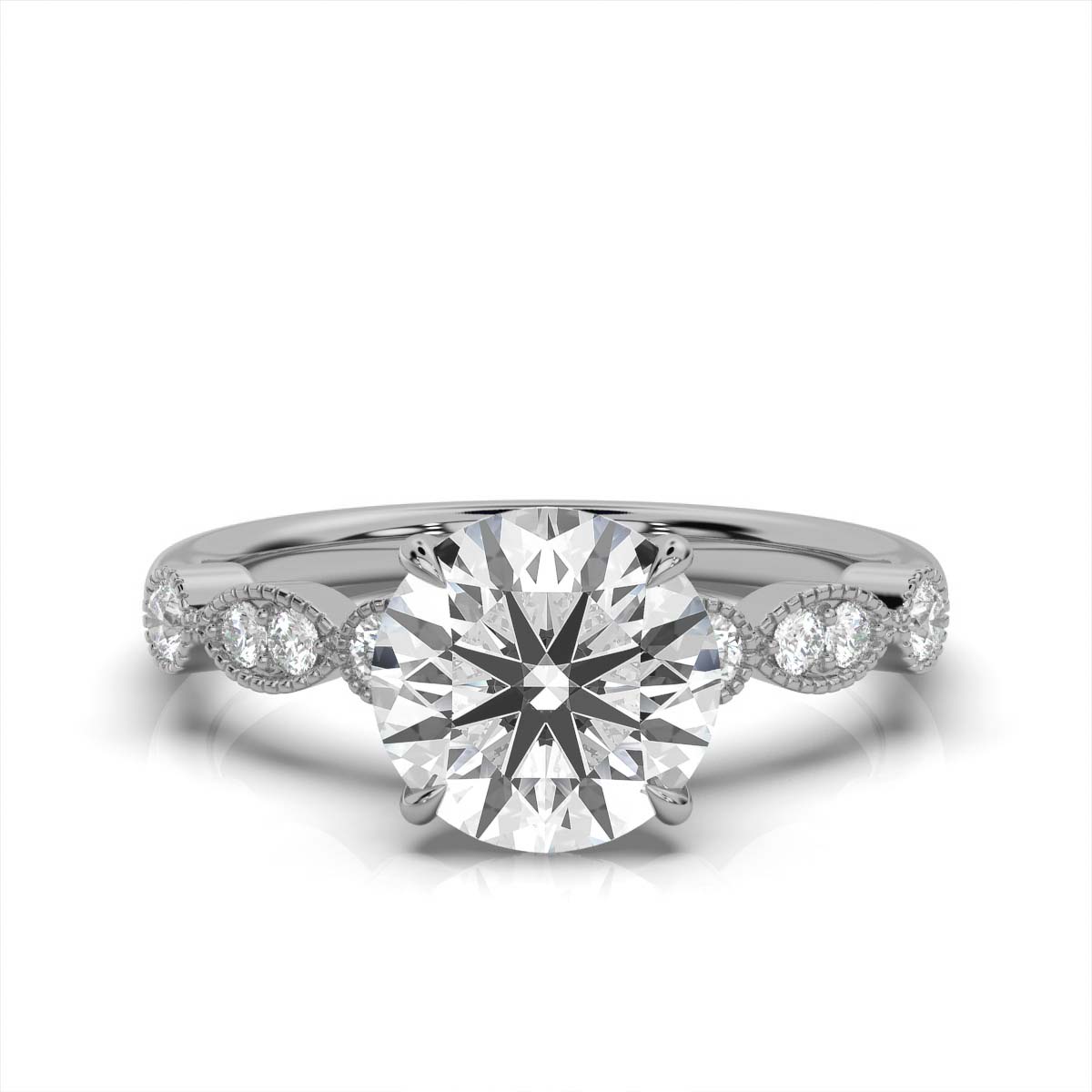 14K White Gold Jeanne Milgrain Marquise Lab Grown Diamond Ring (1/6 ct. tw)
