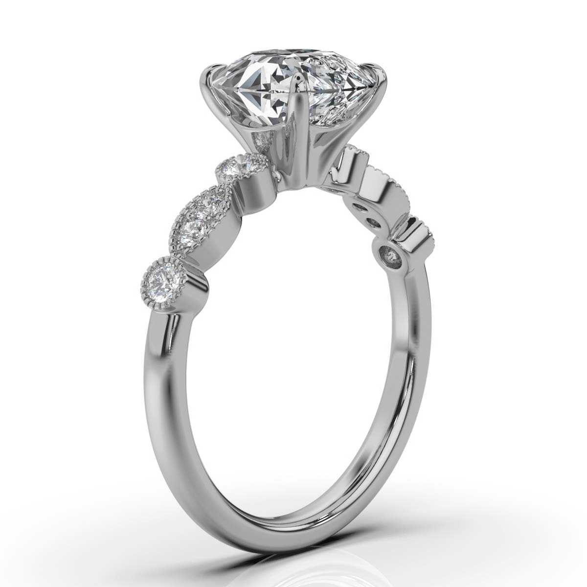 14K White Gold Jeanne Milgrain Marquise Lab Grown Diamond Ring (1/6 ct. tw)