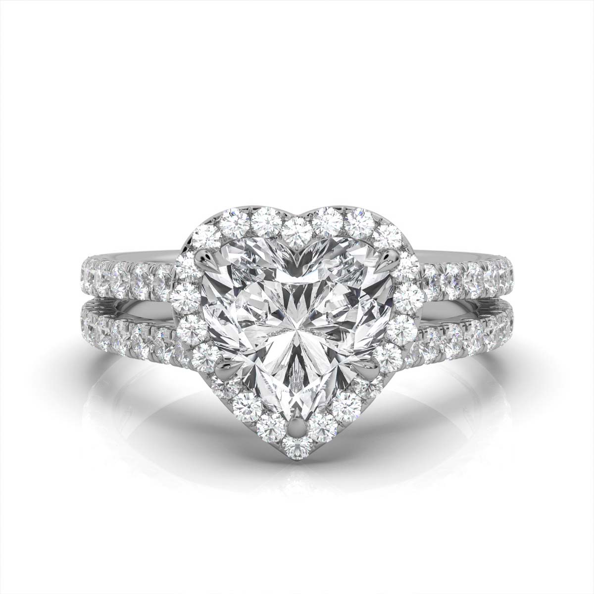 14K White Gold Rosa Halo Split Shank Lab Grown Diamond Ring (1/2 ct. tw)