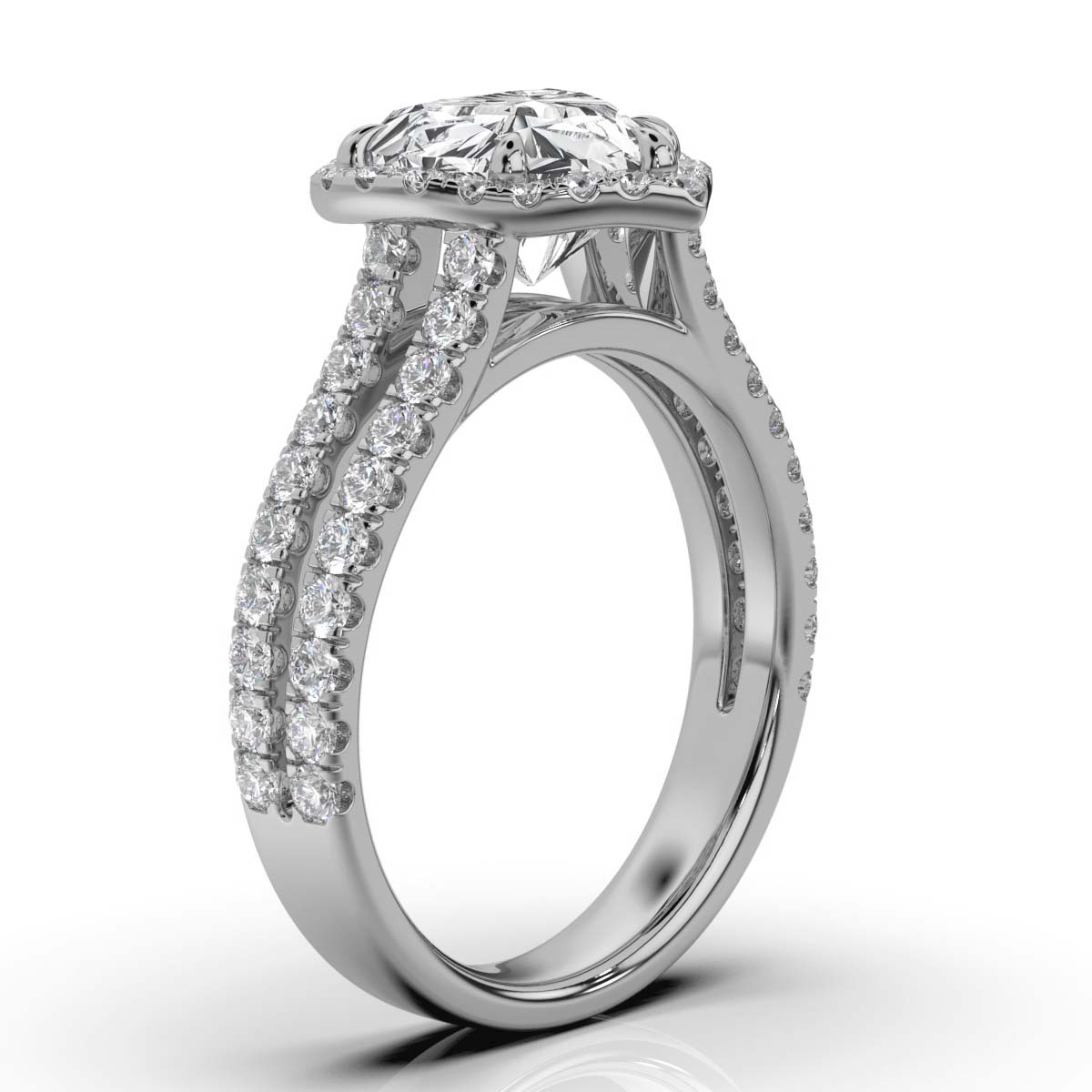14K White Gold Rosa Halo Split Shank Lab Grown Diamond Ring (1/2 ct. tw)