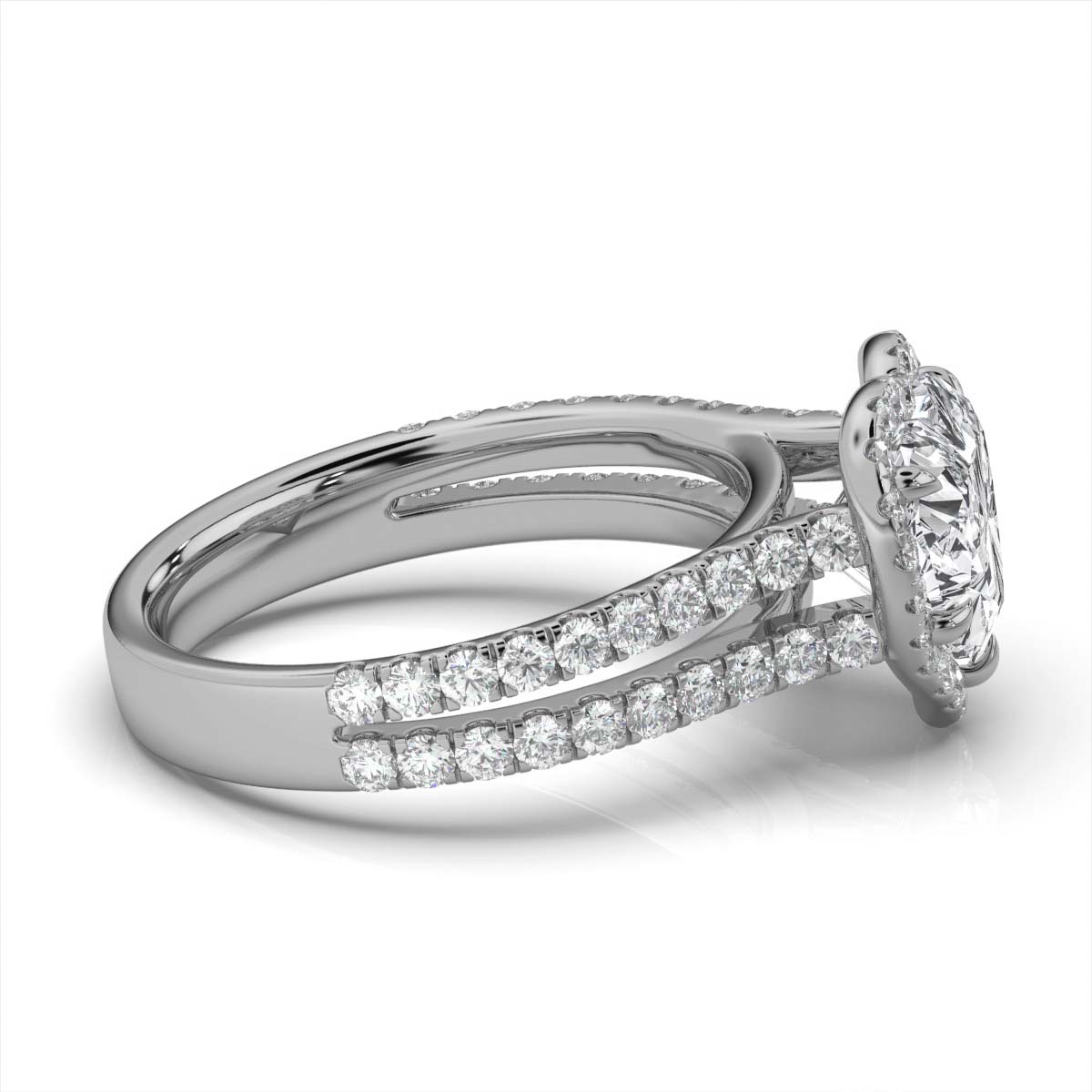 14K White Gold Rosa Halo Split Shank Lab Grown Diamond Ring (1/2 ct. tw)