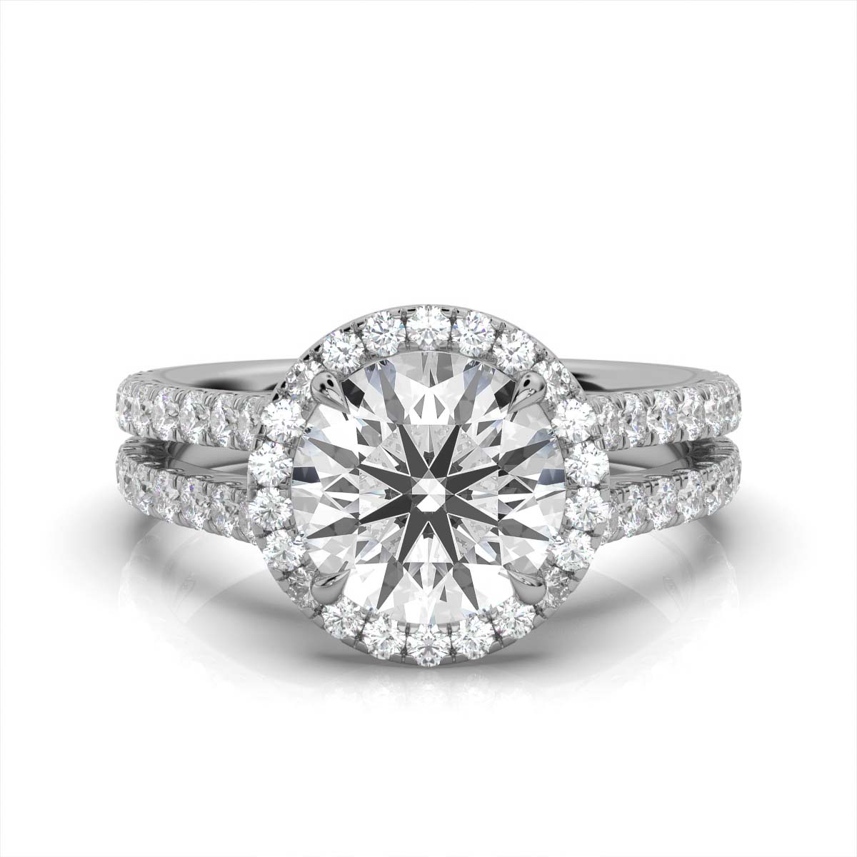 14K White Gold Rosa Halo Split Shank Lab Grown Diamond Ring (1/2 ct. tw)