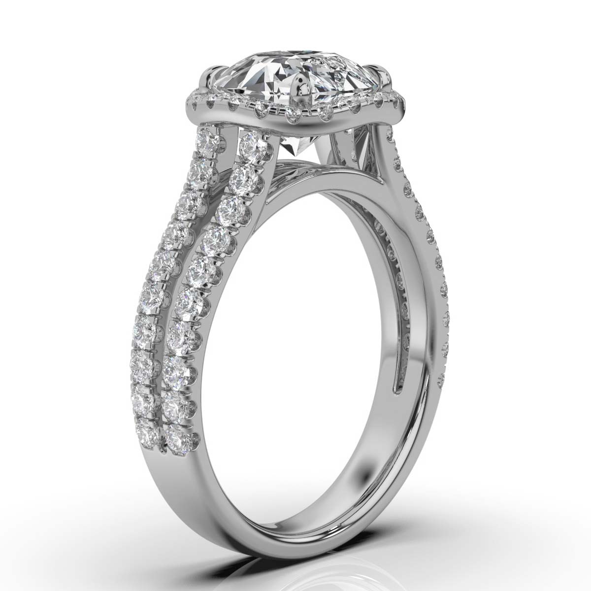 14K White Gold Rosa Halo Split Shank Lab Grown Diamond Ring (1/2 ct. tw)