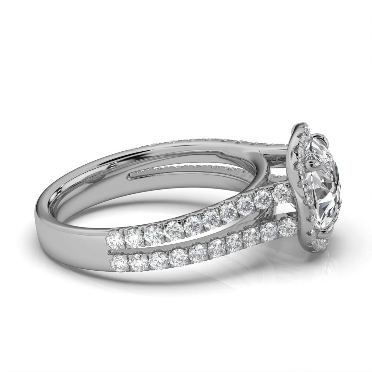 14K White Gold Rosa Halo Split Shank Lab Grown Diamond Ring (1/2 ct. tw)