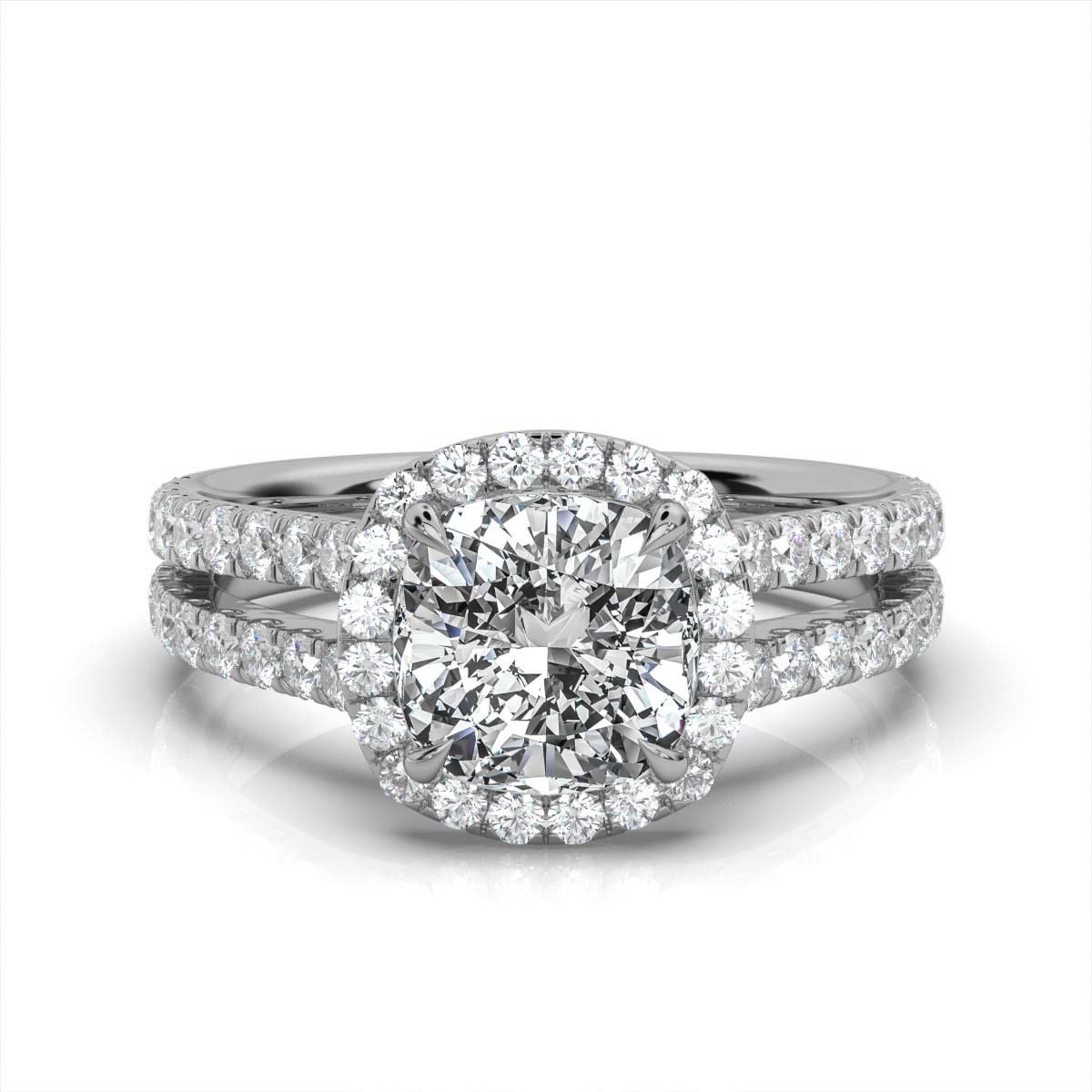 14K White Gold Rosa Halo Split Shank Lab Grown Diamond Ring (1/2 ct. tw)