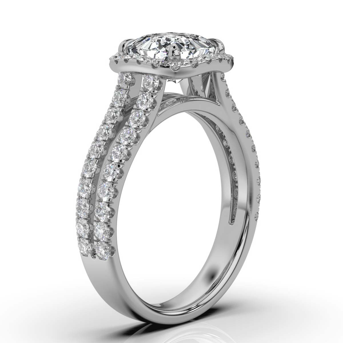 14K White Gold Rosa Halo Split Shank Lab Grown Diamond Ring (1/2 ct. tw)